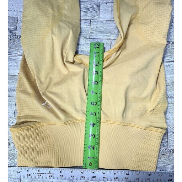 Gymshark Women's Leggings L Yellow Whitney Simmons High Rise Pocket Ruched Back - Picture 8 of 10